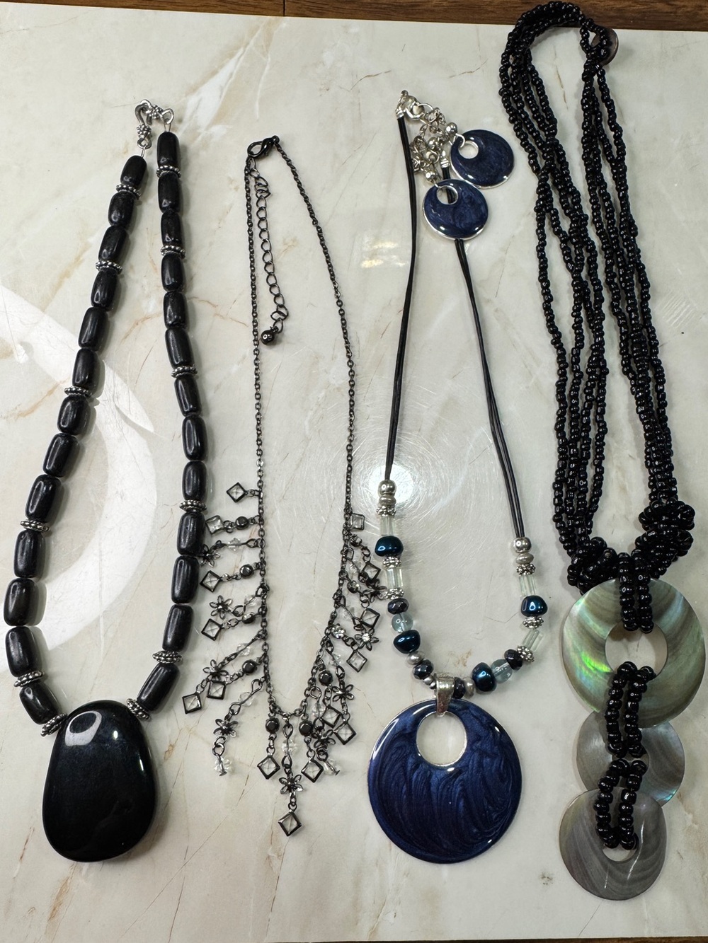 Multi-Style Womenâs Necklace Set - Black and Navy Accents